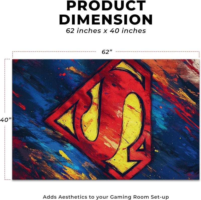 DreamController Superrman Custom Rugs for Gamer Room (62x40inch)| Playroom Carpets Inspired by Games & Anime Decor for Gamers | Gamer Room Decor for Kids Teen Anti-Slip Gaming Mats - Image 2